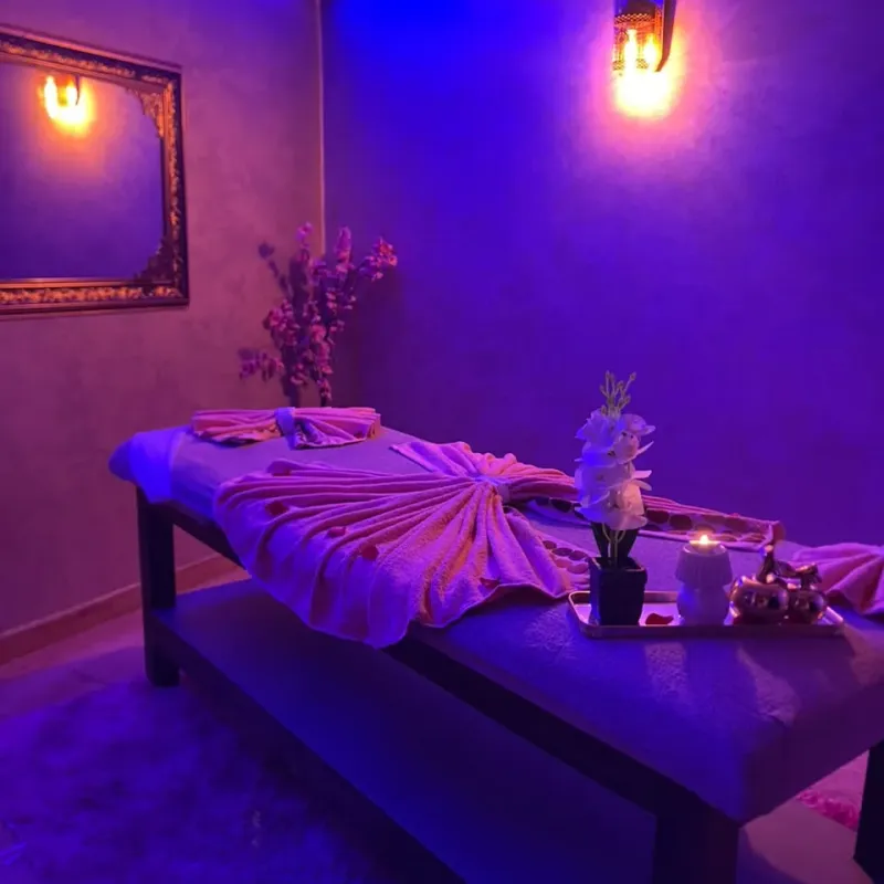 Softly lit private massage room at Arko Prestige Spa